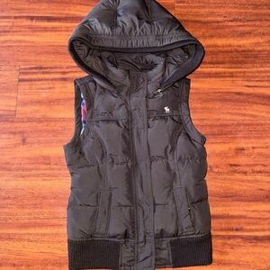 Abercrombie & Fitch Brown Hooded Puffer Vest